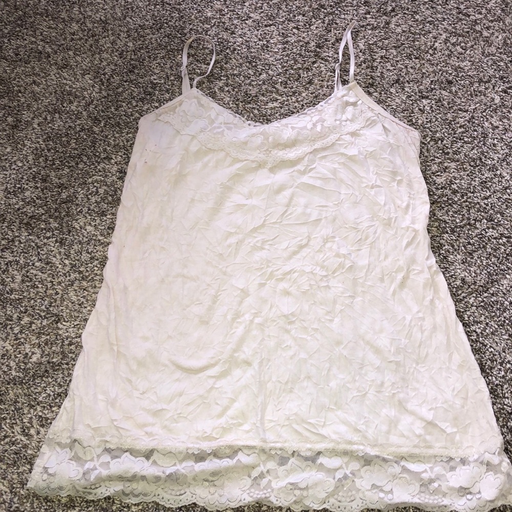 Lace Detailed White Tank Top